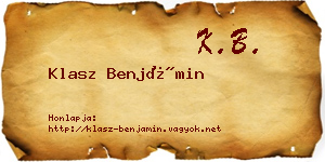 Klasz Benjámin névjegykártya