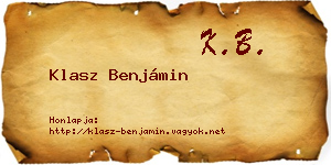 Klasz Benjámin névjegykártya